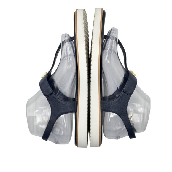 Michael Kors Womens Thong Sandals Size 9M Navy Gold Logo - Picture 5 of 12